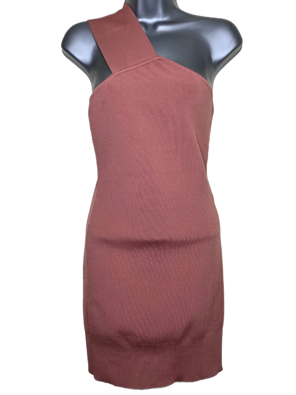 Hervé By Hervé Léger Size S Dusty Rose One ShoulderRibbed Bodycon Mini Dress
